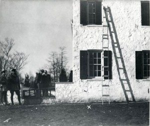 Ladder and nursery window, Lindbergh home in Hopewell, New Jersey.