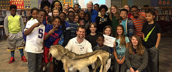 Working with a school group at the International Wolf Center in Ely, Minnesota