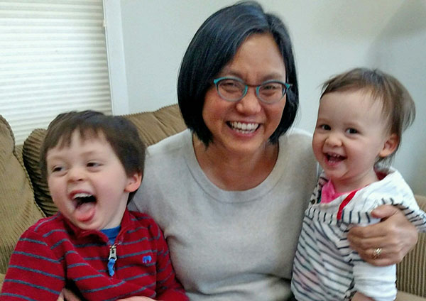 Linda Sue Park and her grandchildren