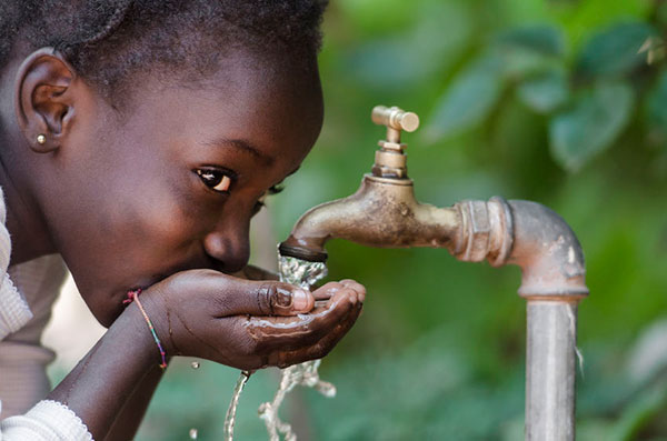 Child drinking clean water