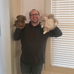 Mr. Z with two of his puppets