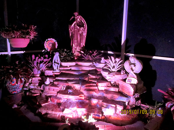 The fountain and grotto at night