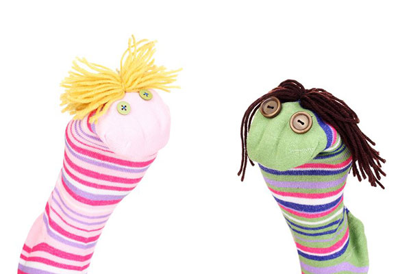 Two sock puppets