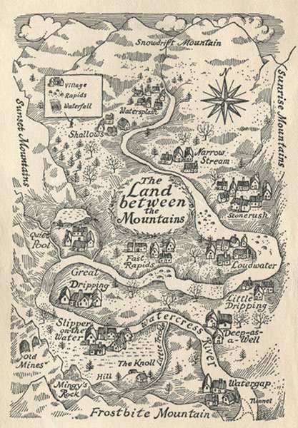 Land Between the Mountains map from The Gammage Cup