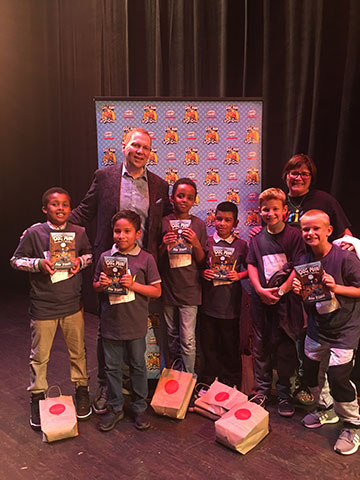 Dav Pilkey and several of the boys from Room 212