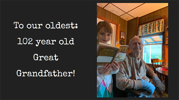 Great Grandfather reading Poppy