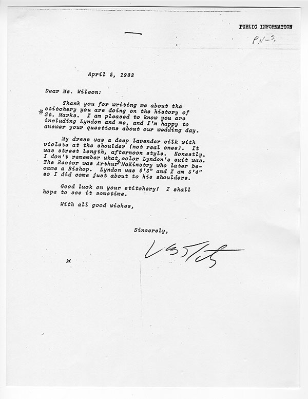 Lady Bird Johnson letter