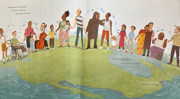 illustration from Playing at the Border: A Story of Yo-Yo Ma