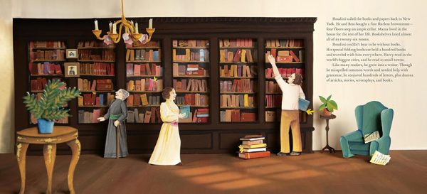 illustration from Houdini's Library by Barb Rosenstock and Mar Delmar, published by Alfred A. Knopf